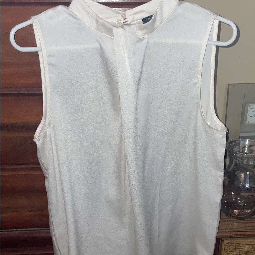 Ann Taylor Cream Sleeveless Blouse